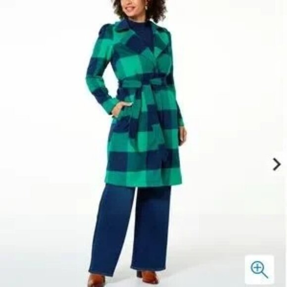 G by Giuliana Black Label Trench Coat - Blue & Green, Size M - Picture 1 of 5